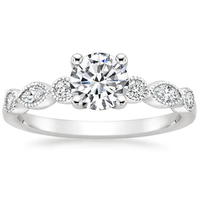 white gold moissanite engagement ring